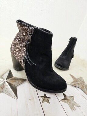 Bronx calf hair ankle boots animal print side zip women's size 39